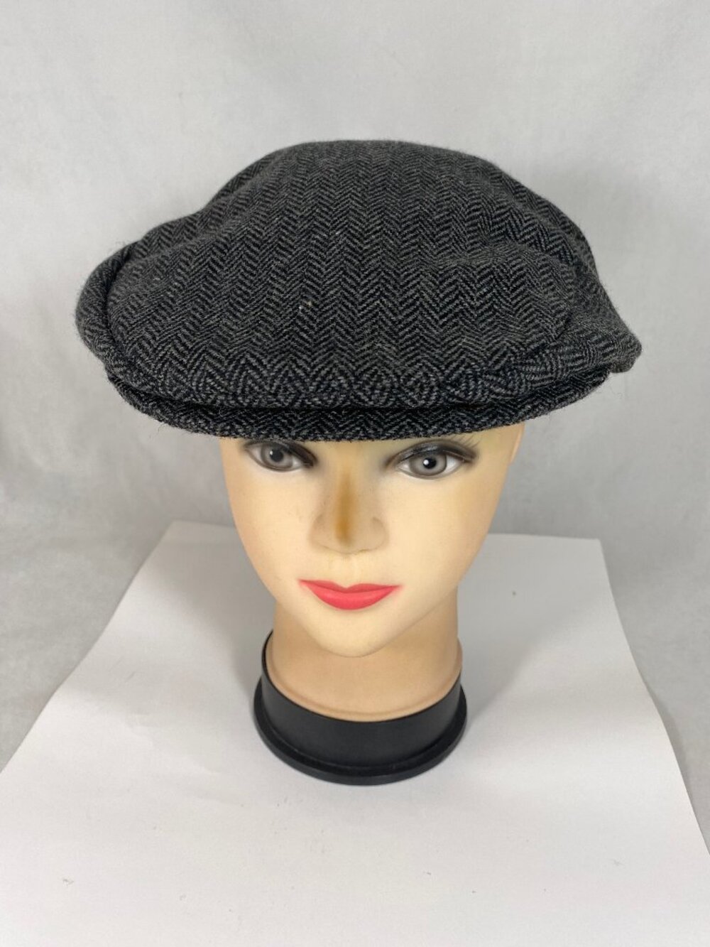 Panama Jack Flat Cap Classic herringbone Pattern Black / Grey